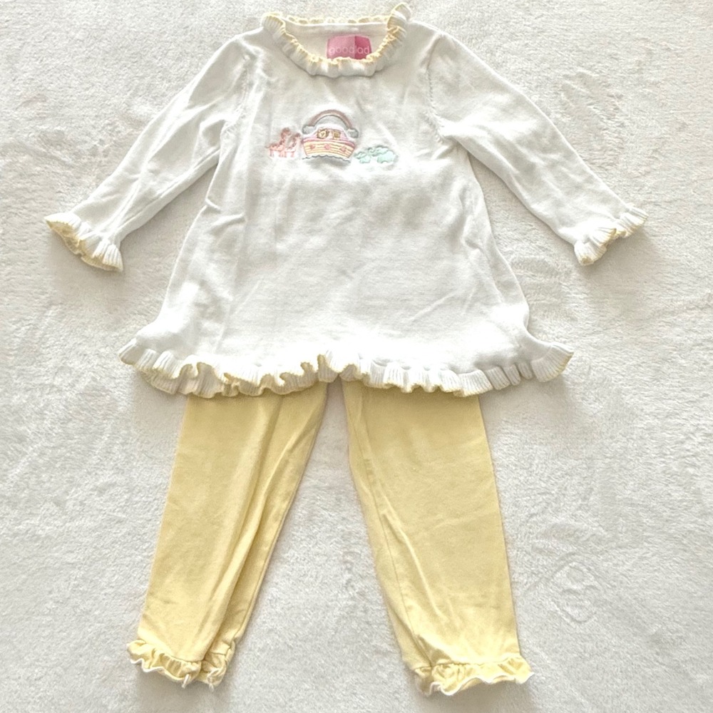 Goodlad Baby Girls 24M Noah's Ark Embroidered Tunic & Yellow Leggings Outfit‎